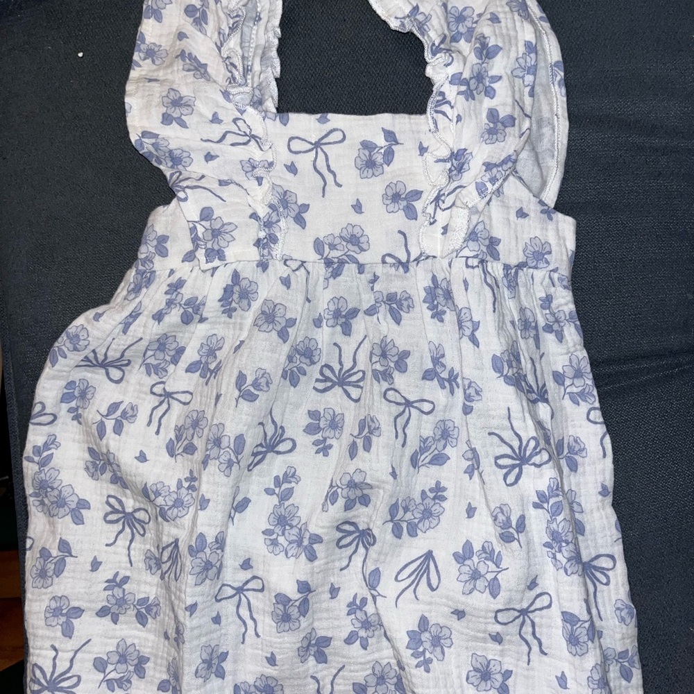 3T Emily and Olive Floral White and Blue Kids Dress